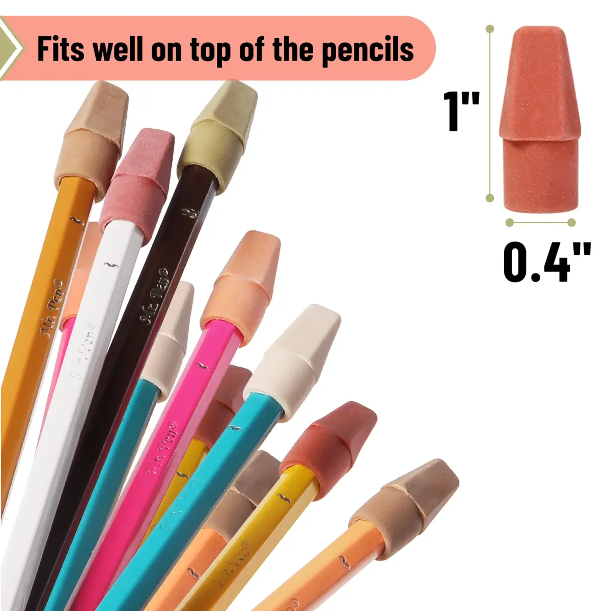Mr. Pen Pencil Eraser Toppers, 120 Pack, Autumn Earth Colors | Bulk Pack Eraser - view 3
