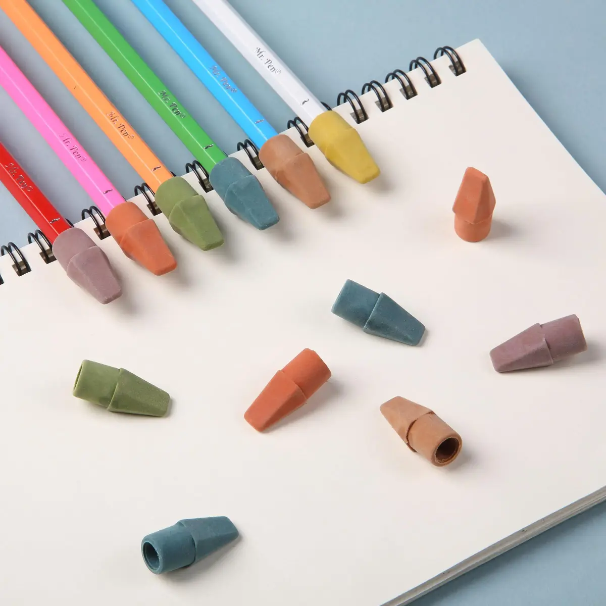Mr. Pen Pencil Top Erasers, 120 Pack, Folk Festival Colors | Latex-Free & Smudge-Free Erasing - view 6