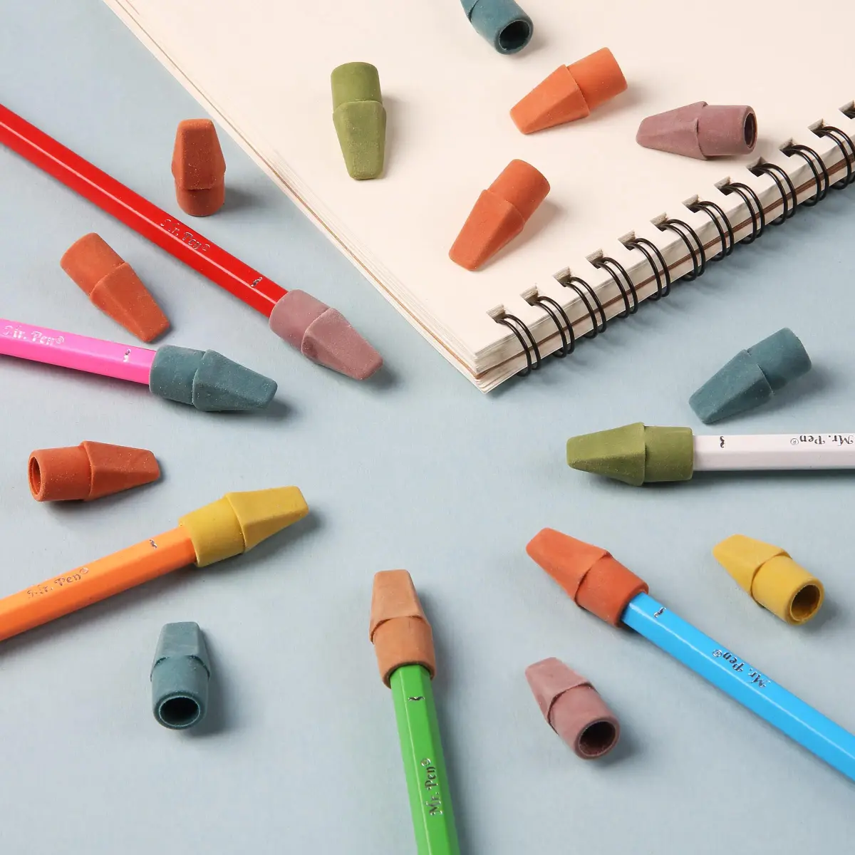 Mr. Pen Pencil Top Erasers, 120 Pack, Folk Festival Colors | Latex-Free & Smudge-Free Erasing - view 8