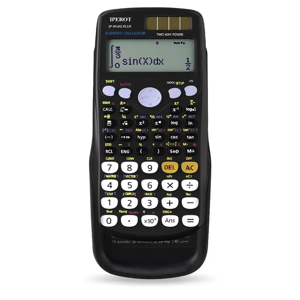 IPEROT Math Solar Calculator with 417 Functions & Dual Power | 16.5 cm (6.5 in) Display - main product image