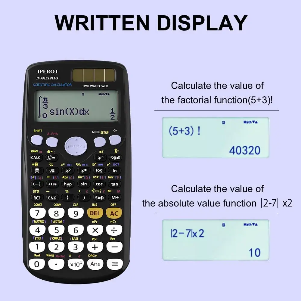 IPEROT Math Solar Calculator with 417 Functions & Dual Power | 16.5 cm (6.5 in) Display - view 4