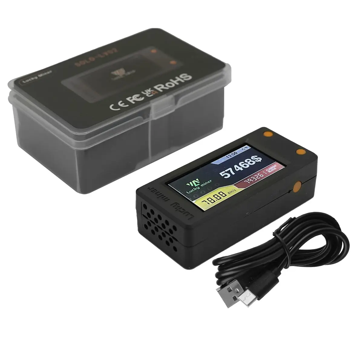 Lucky Miner LV02 Bitcoin Lottery Miner 78KH/s 1.9" Color Display USB-C WiFi | Solo Mining Power Device - view 2
