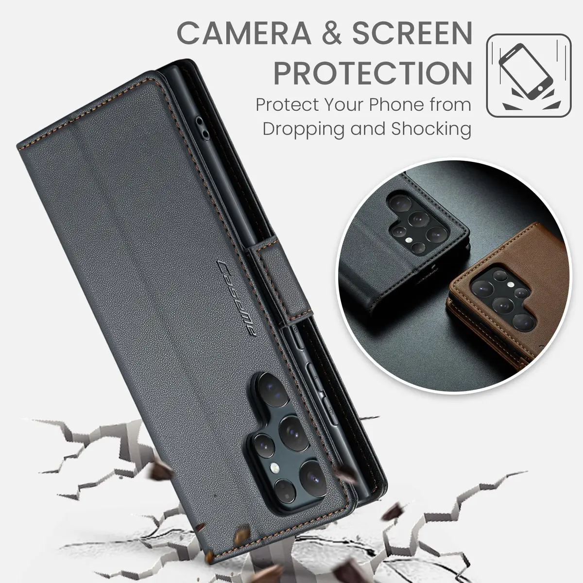 Rerzoiro Samsung Galaxy S24 Ultra Wallet Case | RFID Blocking PU Leather Flip Cover - view 6