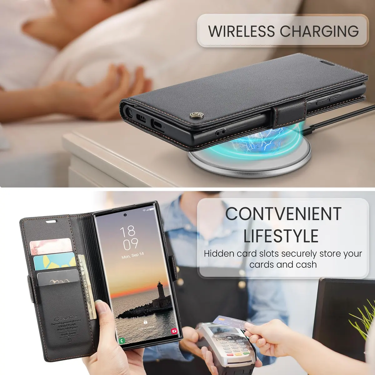 Rerzoiro Samsung Galaxy S24 Ultra Wallet Case | RFID Blocking PU Leather Flip Cover - view 4