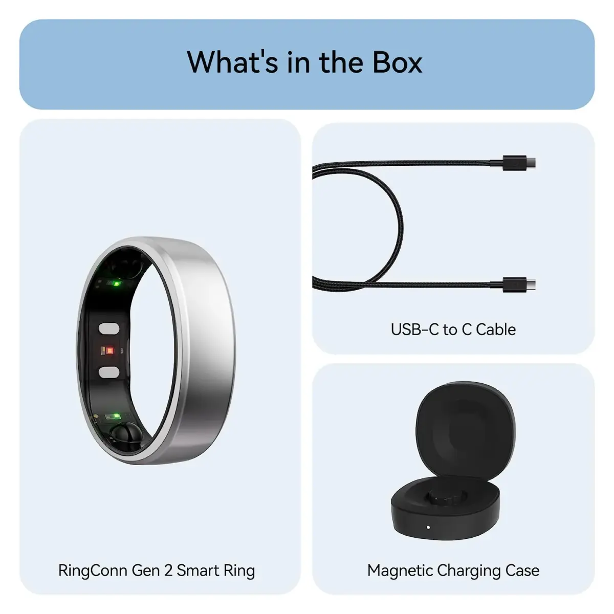 RingConn Gen 2 Smart Ring Titanium Sleep Apnea Monitoring Silver Size 10 | Advanced Health Tracking - view 8