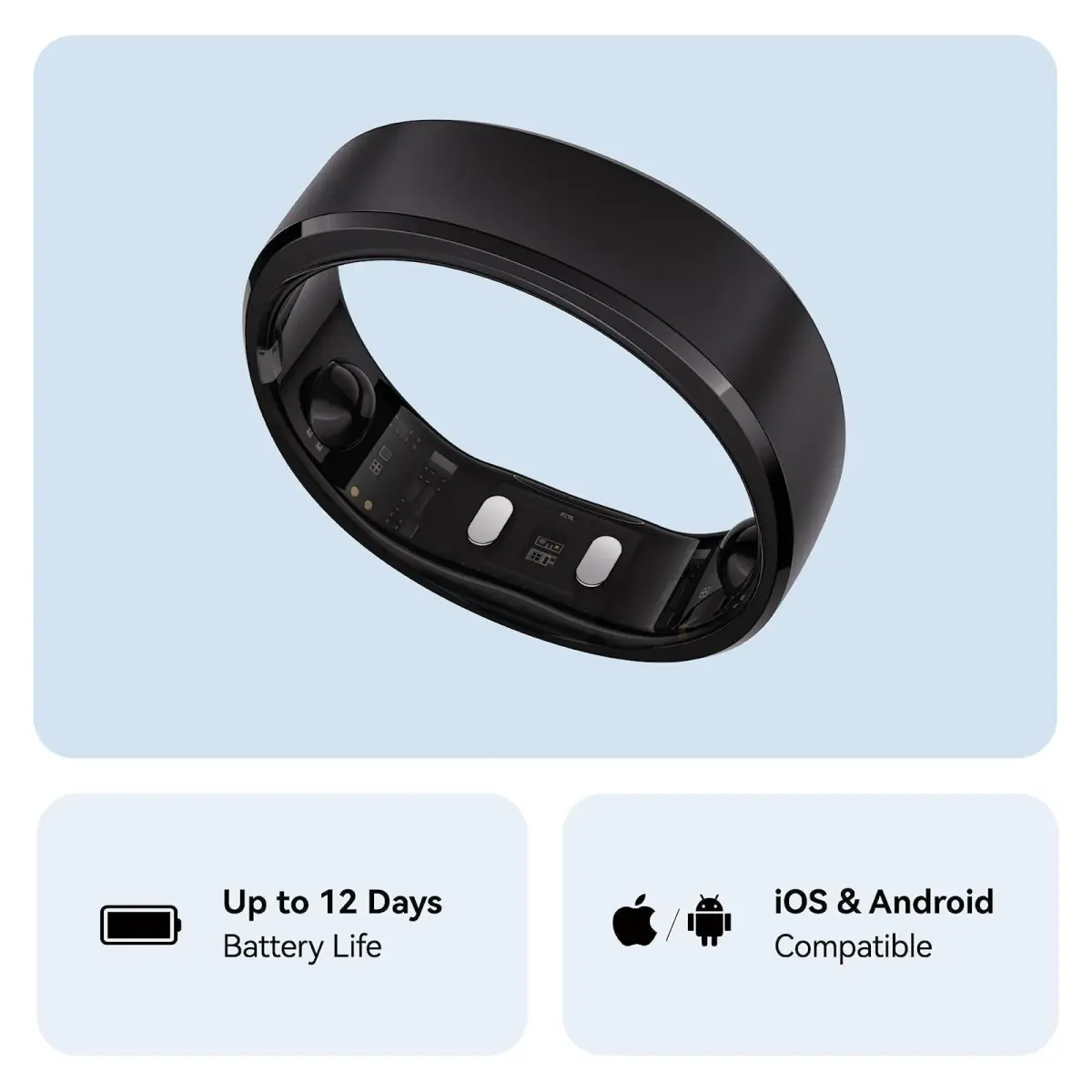 RingConn Gen 2 Smart Ring Black Size 14 | Sleep Apnea Monitoring with 12-Day Battery - view 7