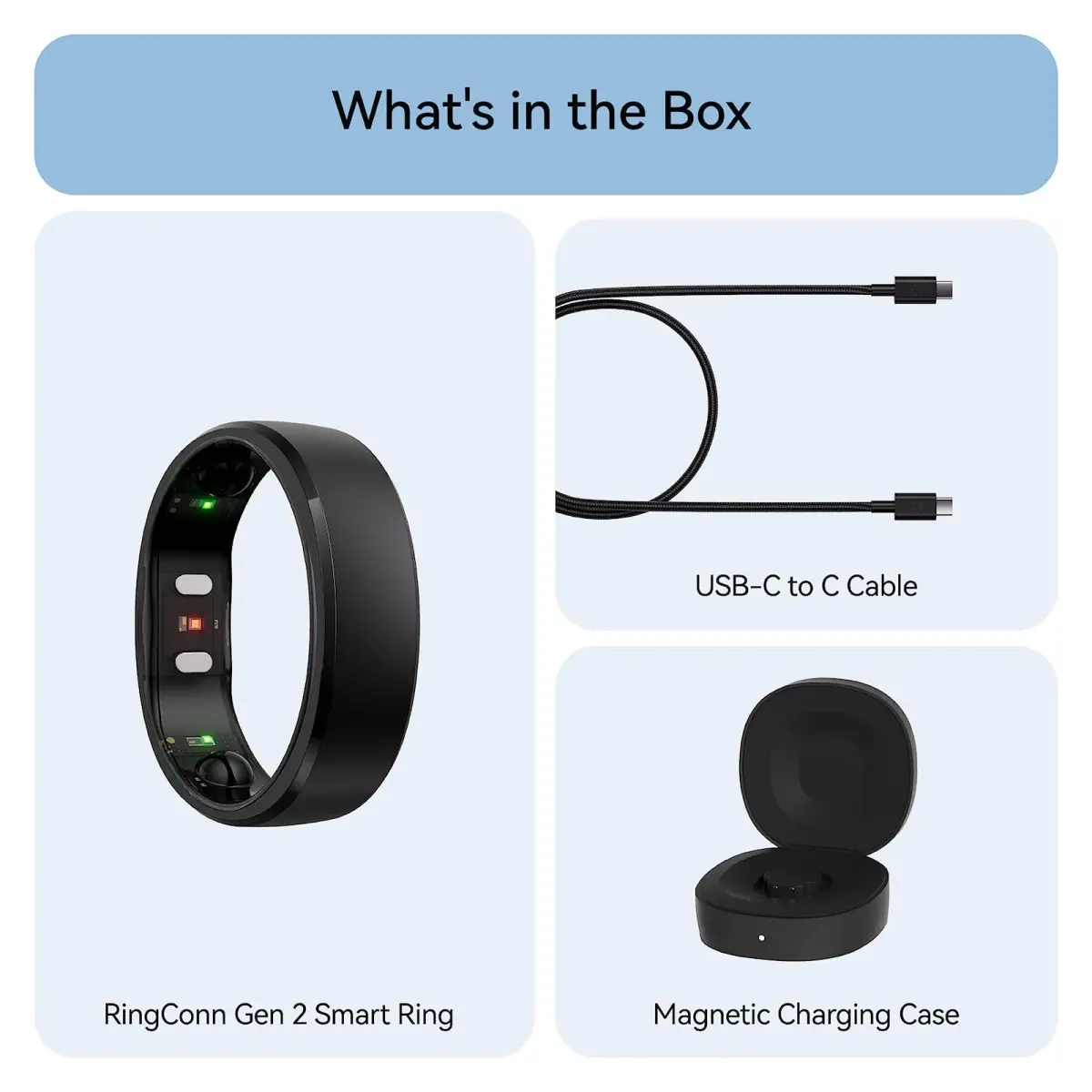 RingConn Gen 2 Smart Ring Black Size 14 | Sleep Apnea Monitoring with 12-Day Battery - view 8