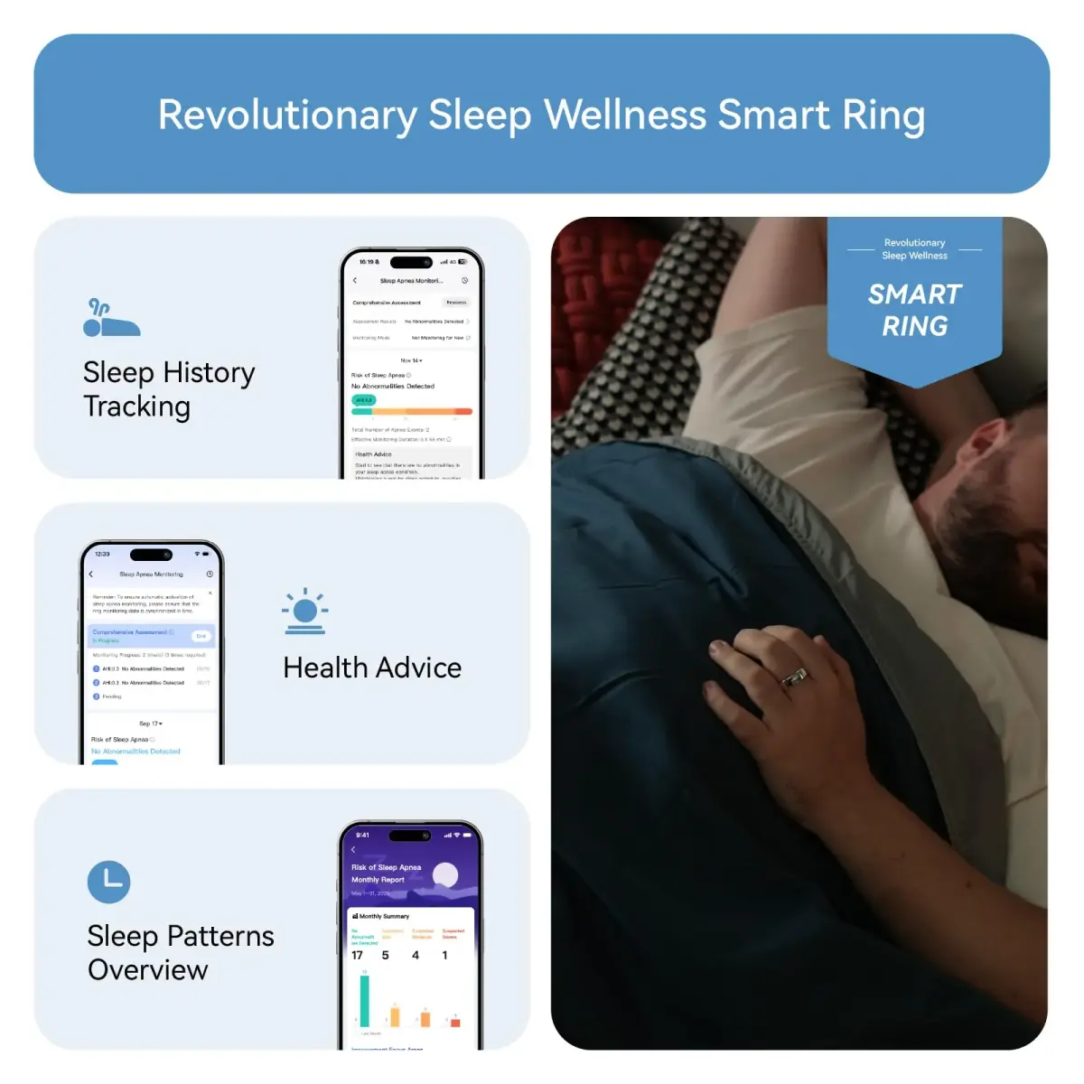 RingConn Gen 2 Smart Ring Black Size 14 | Sleep Apnea Monitoring with 12-Day Battery - view 4