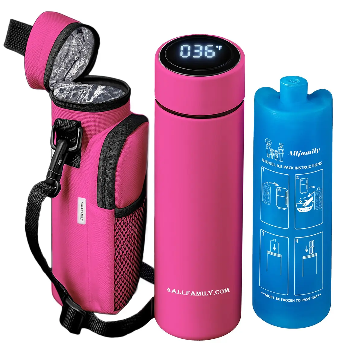4ALLFAMILY Nomad Medium Pro Insulin Cooler Travel Case - Pink | Keeps Medication Cool for 27 Hours - main product image