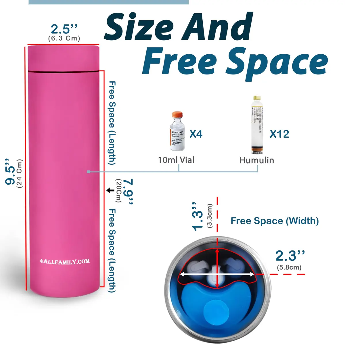 4ALLFAMILY Nomad Medium Pro Insulin Cooler Travel Case - Pink | Keeps Medication Cool for 27 Hours - view 5
