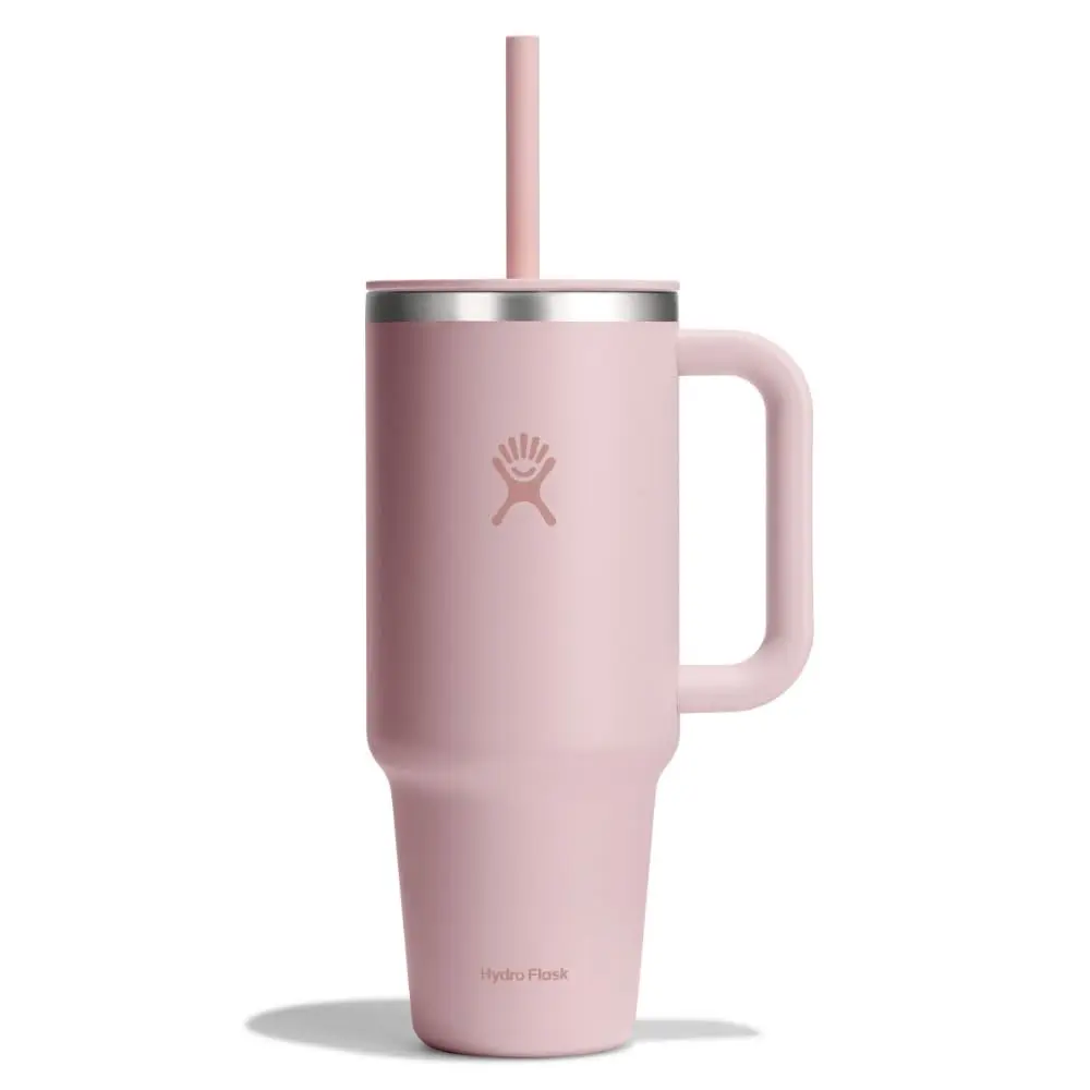 Hydro Flask Travel Tumbler with Handle, Lid and Straw - 1183 ml (40 Oz) Tonal Trillium Pink | Insulated Stainless Steel - main product image