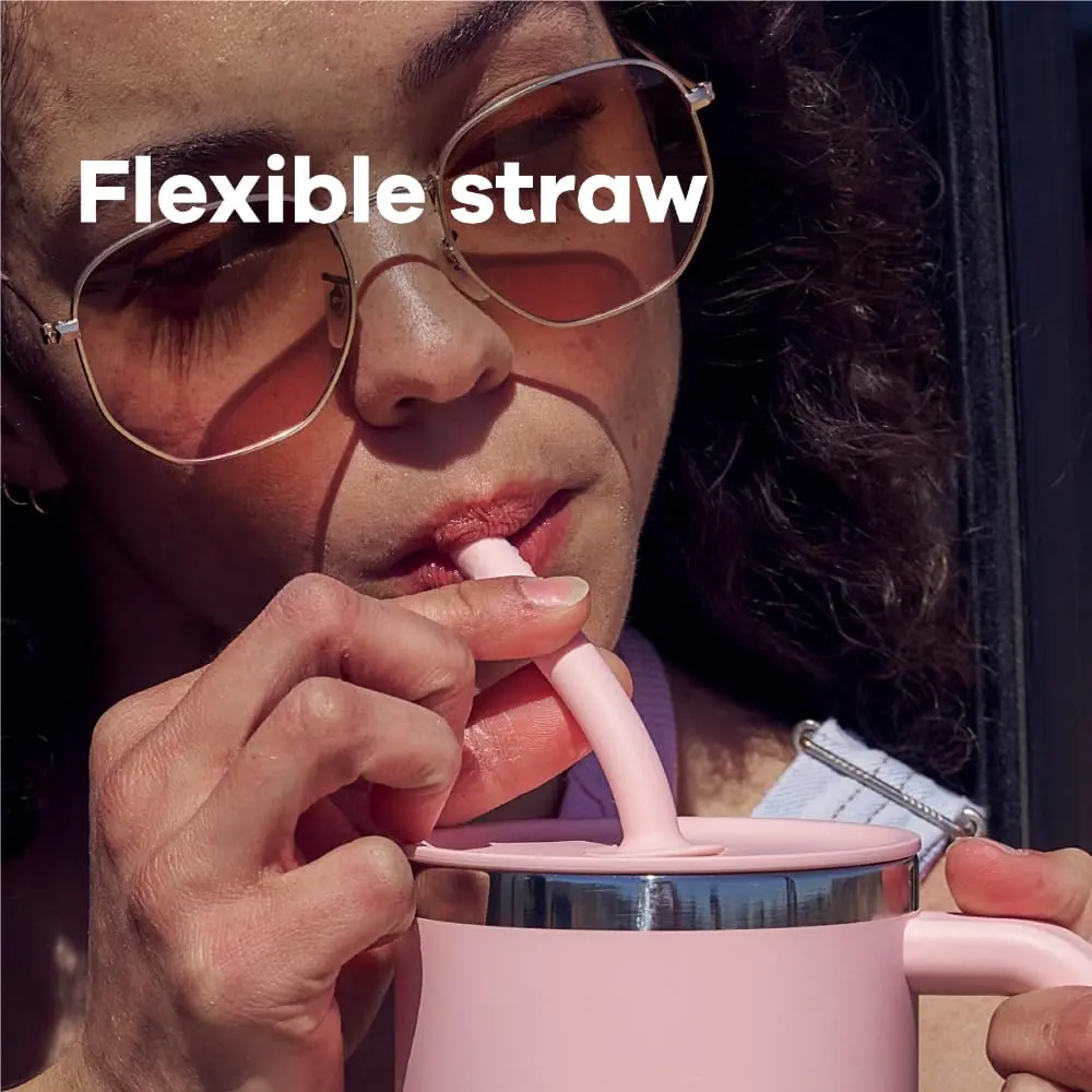 Hydro Flask Travel Tumbler with Handle, Lid and Straw - 1183 ml (40 Oz) Tonal Trillium Pink | Insulated Stainless Steel - view 6