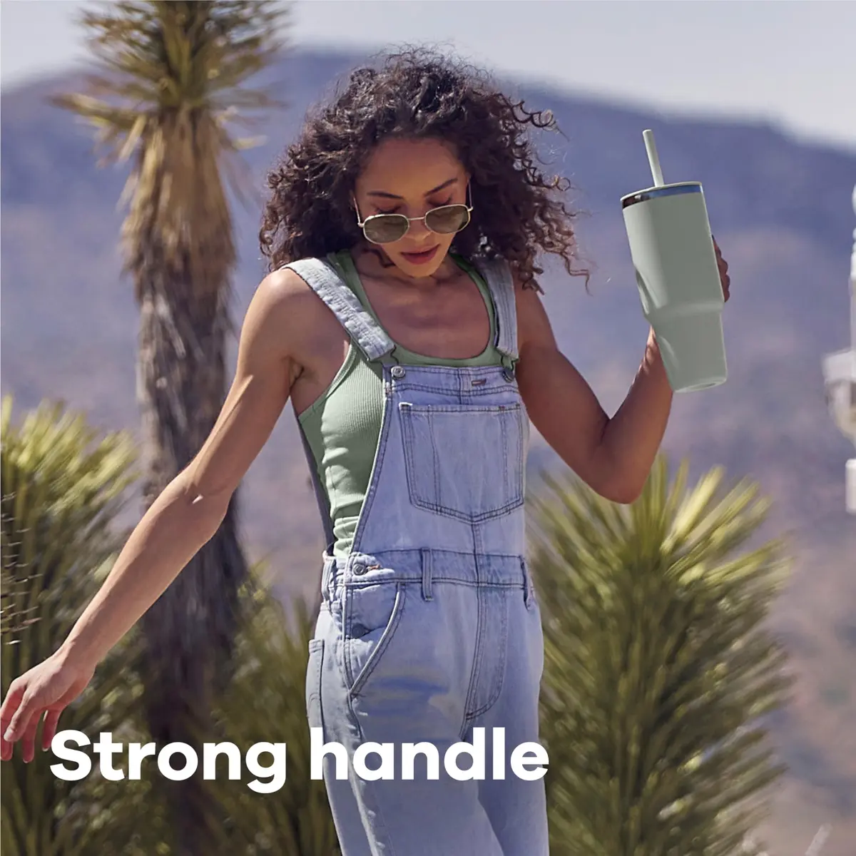 Hydro Flask Travel Tumbler with Handle, Lid and Straw - Insulated Stainless Steel in 32 Oz Tonal Birch Gray - view 6