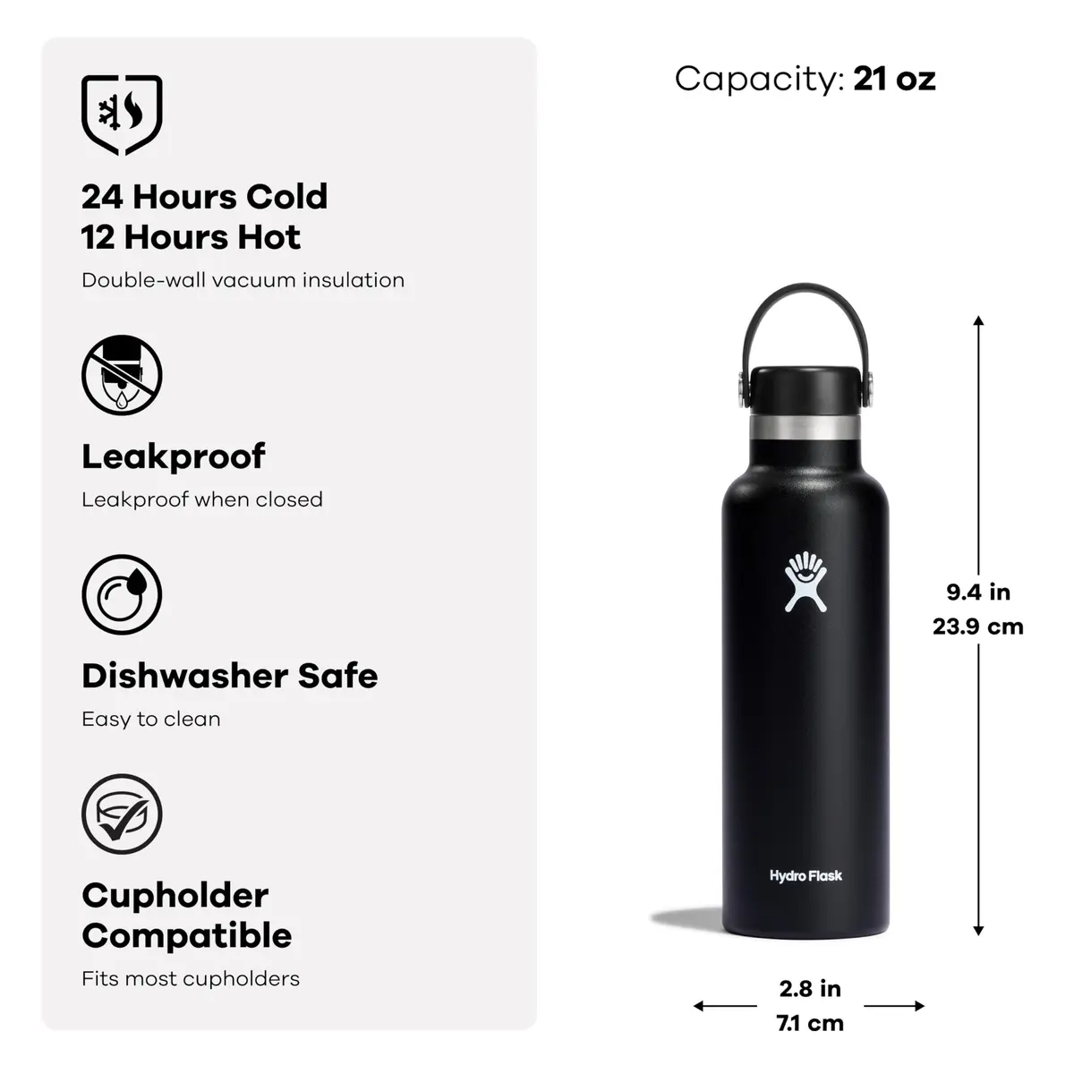 Hydro Flask Water Bottle - Insulated Stainless Steel - Non Spill, Leakproof in 21 Oz Reef Pink - view 7
