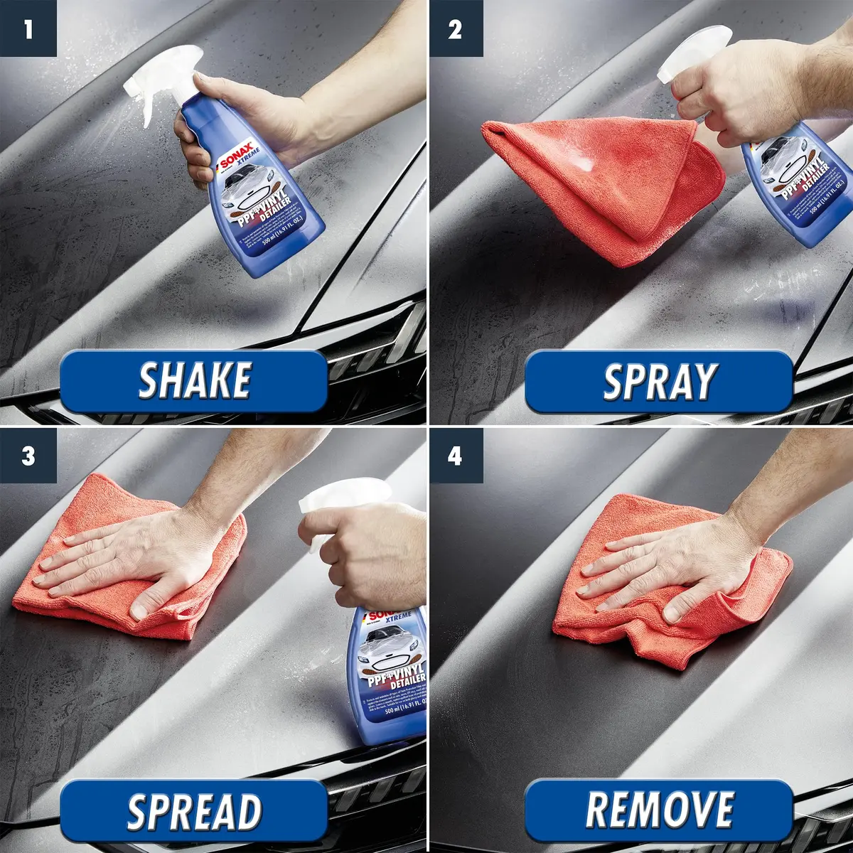 SONAX PPF + Vinyl Detailer Protection & Maintenance for Paint Protection Films & Decals 500ml | Water-Repellent & UV Protection for Glossy & Matte Finishes - view 2