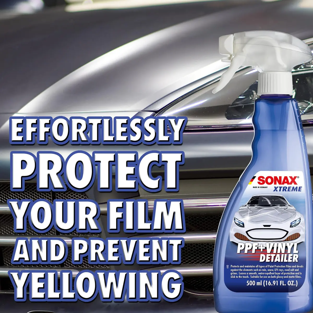 SONAX PPF + Vinyl Detailer Protection & Maintenance for Paint Protection Films & Decals 500ml | Water-Repellent & UV Protection for Glossy & Matte Finishes - view 4