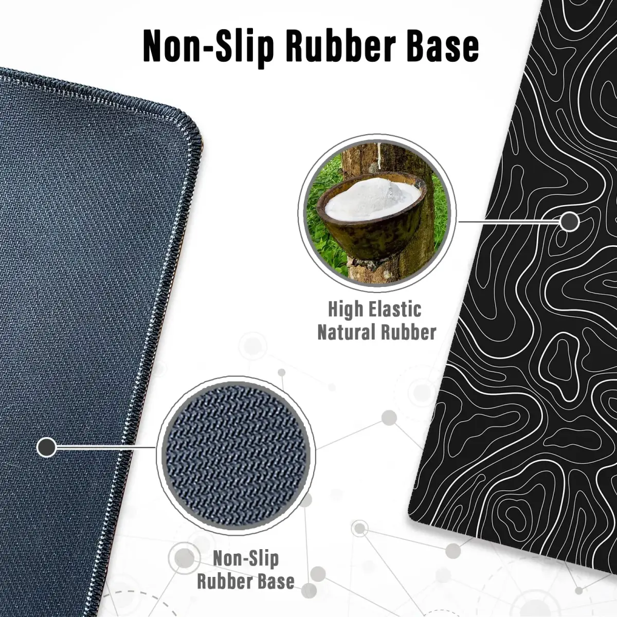 Ovenbird Large Gaming Mouse Pad with Stitched Edges, Topographic Map Topo Mousepad Gaming, Extended XL Large Mousepad with Anti-Slip Base, Cool Mouse Pads for Desk, 80 cm x 30 cm (31.5 x 11.8 in), Black - view 5