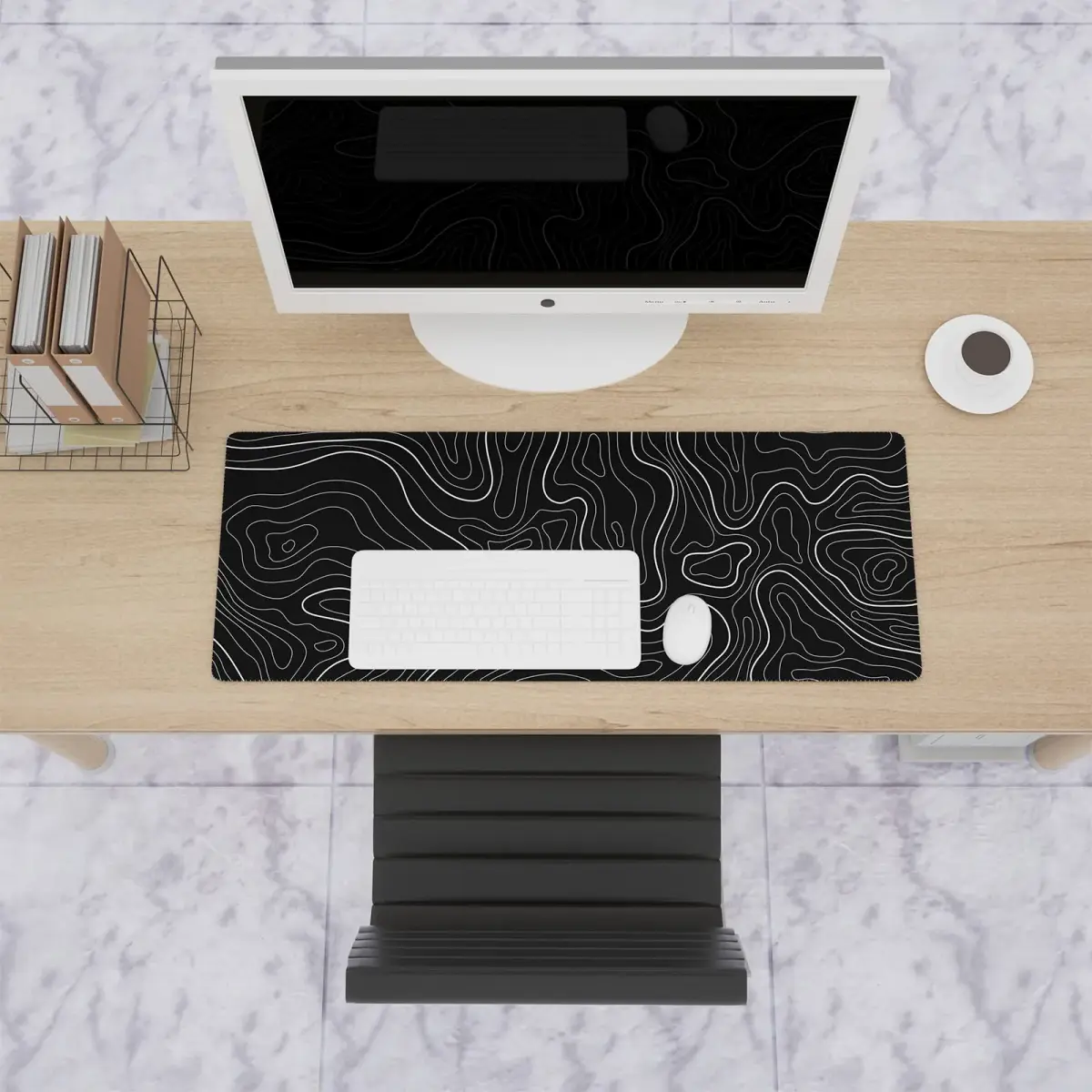 Ovenbird Large Gaming Mouse Pad with Stitched Edges, Topographic Map Topo Mousepad Gaming, Extended XL Large Mousepad with Anti-Slip Base, Cool Mouse Pads for Desk, 80 cm x 30 cm (31.5 x 11.8 in), Black - view 8