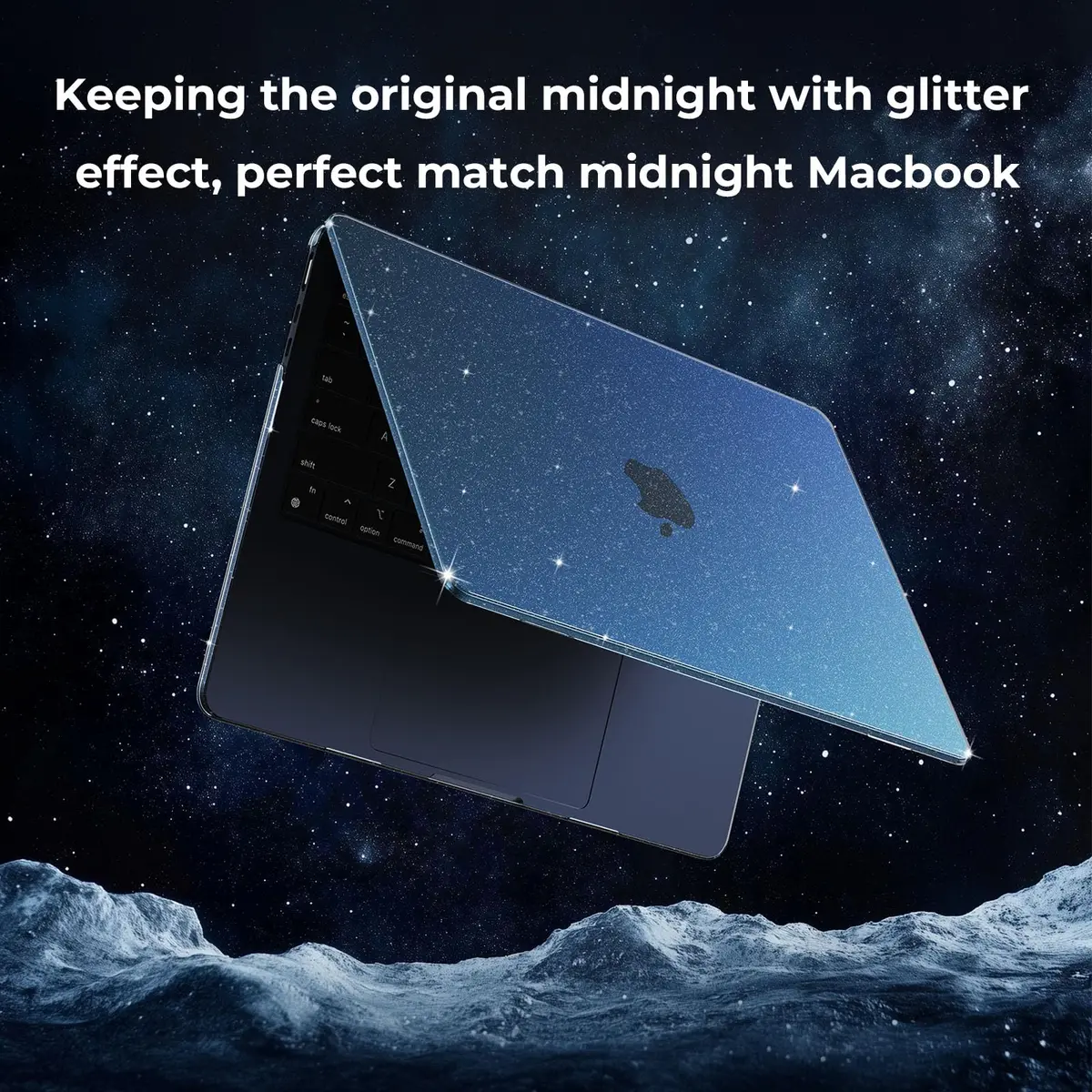 EooCoo Sparkly Midnight Case for MacBook Air 13 inch 2022-2026 | Glitter Design & Heat Dissipation - view 7