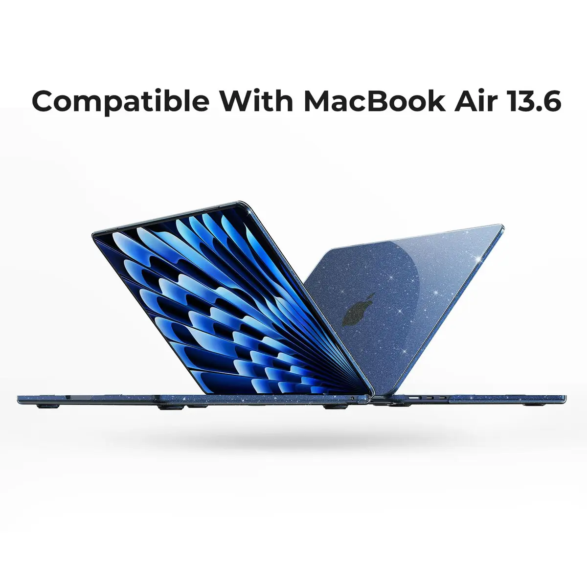 EooCoo Sparkly Midnight Case for MacBook Air 13 inch 2022-2026 | Glitter Design & Heat Dissipation - view 9