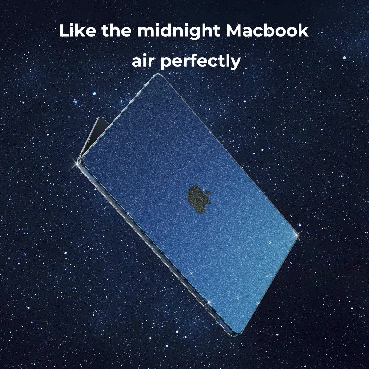 EooCoo Sparkly Midnight Case for MacBook Air 13 inch 2022-2026 | Glitter Design & Heat Dissipation - view 4