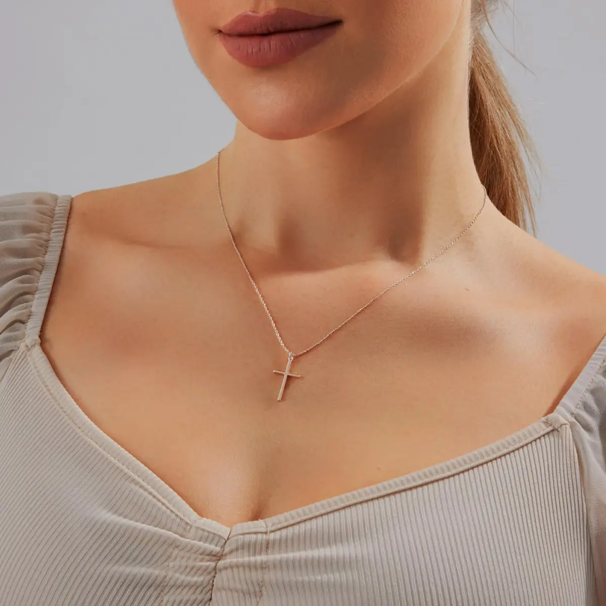 HERIER Cross Necklace for Women - Silver Plated, Dainty Faith Pendant, Trendy Fashion Jewelry - view 2