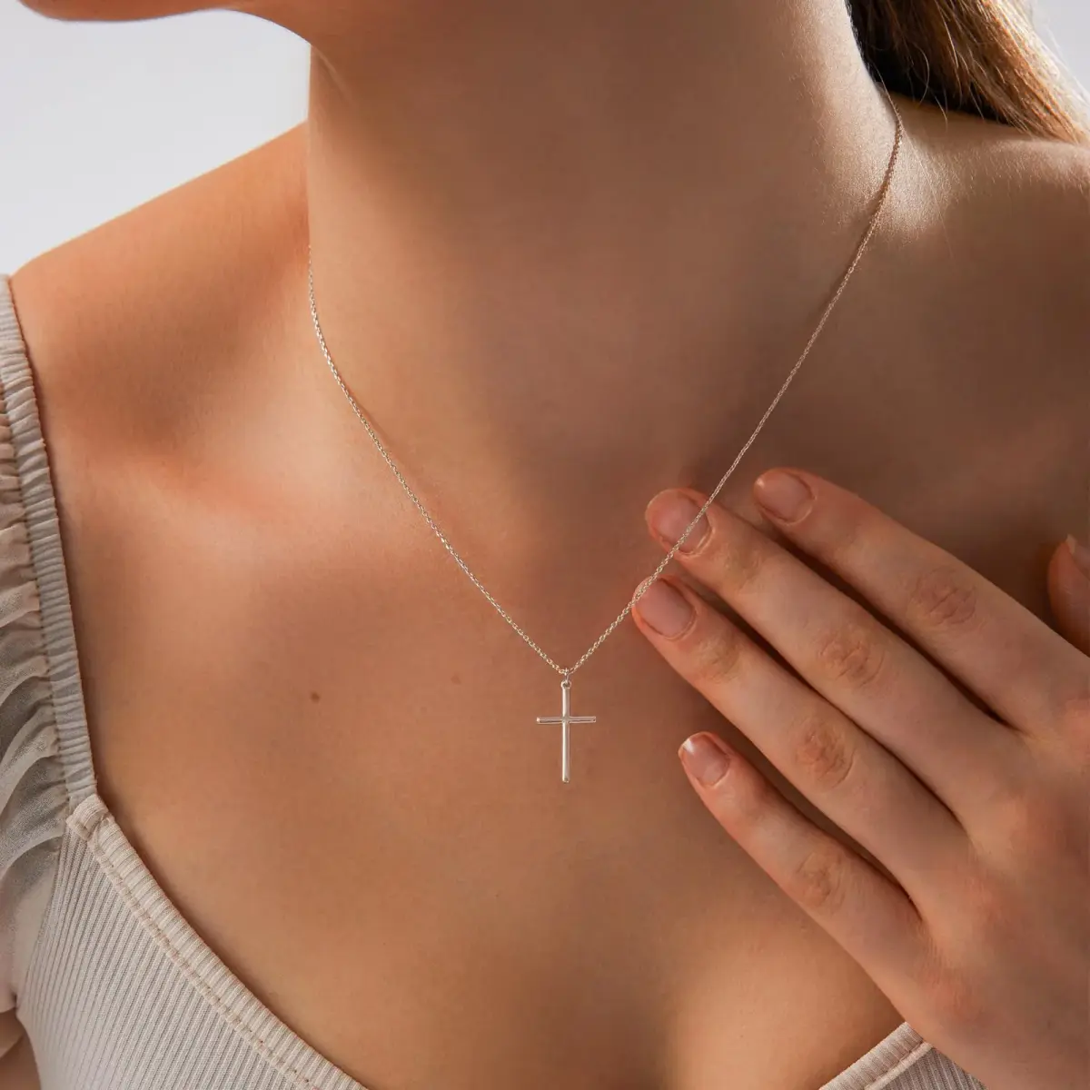 HERIER Cross Necklace for Women - Silver Plated, Dainty Faith Pendant, Trendy Fashion Jewelry - view 3