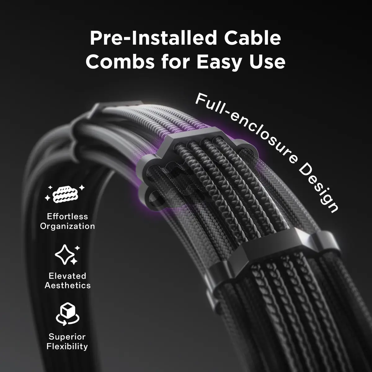 AsiaHorse 12VHPWR PSU Extension Cable Kit for RTX 50/40 Series, 16AWG Pcie 5.0 Cable Extension Kit, 30CM | Heavy-Duty Power Support - view 3