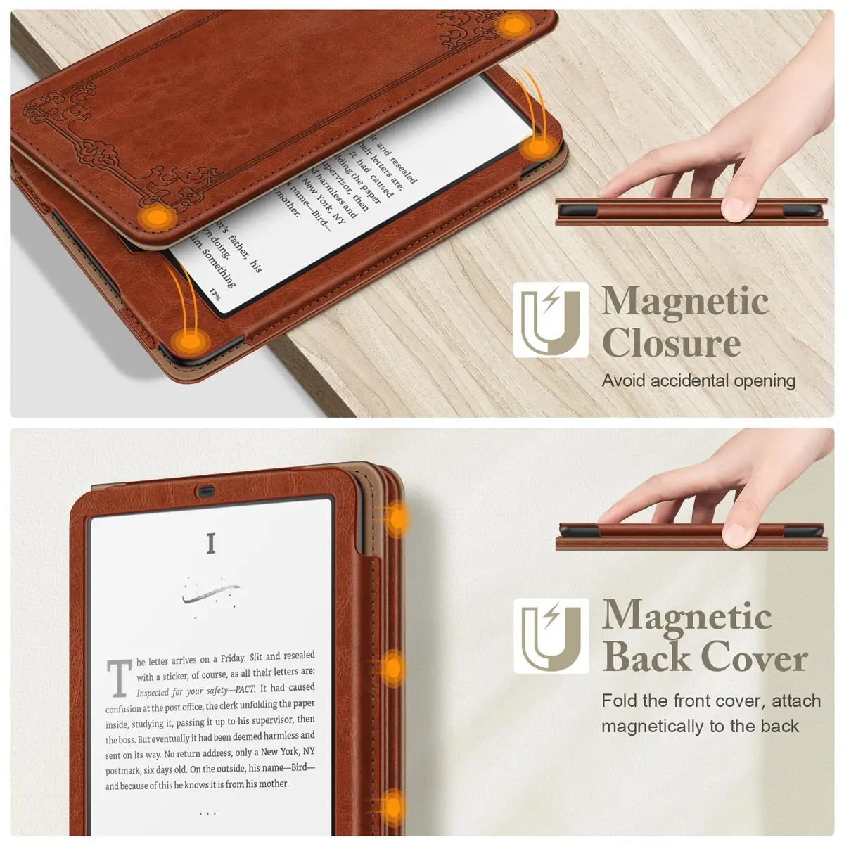 Fintie Case for Kindle Paperwhite 12th/11th Gen & Colorsoft 7"/6.8" | Vintage Brown PU Leather Stand Cover with Card Slot & Auto Sleep/Wake - view 4