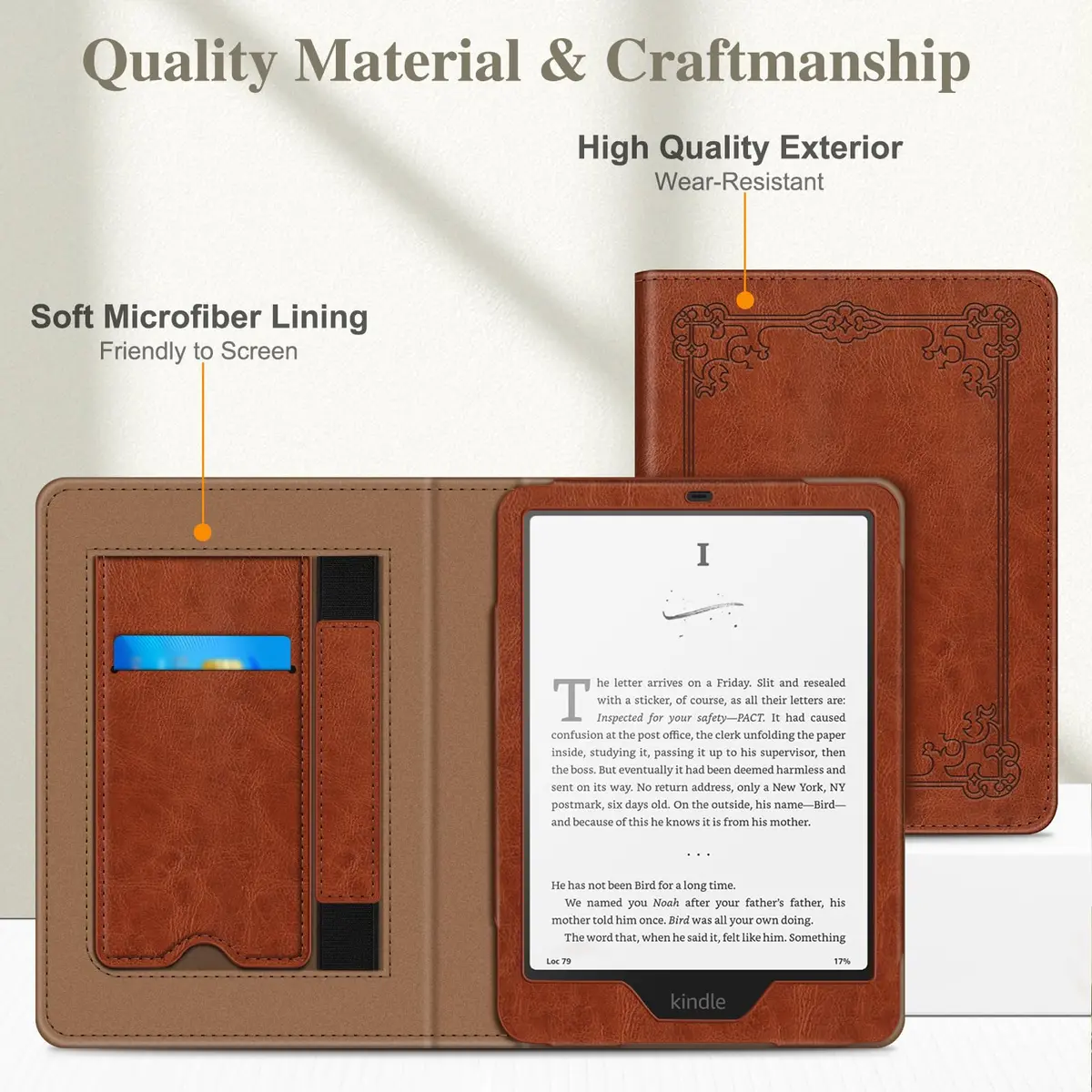 Fintie Case for Kindle Paperwhite 12th/11th Gen & Colorsoft 7"/6.8" | Vintage Brown PU Leather Stand Cover with Card Slot & Auto Sleep/Wake - view 8