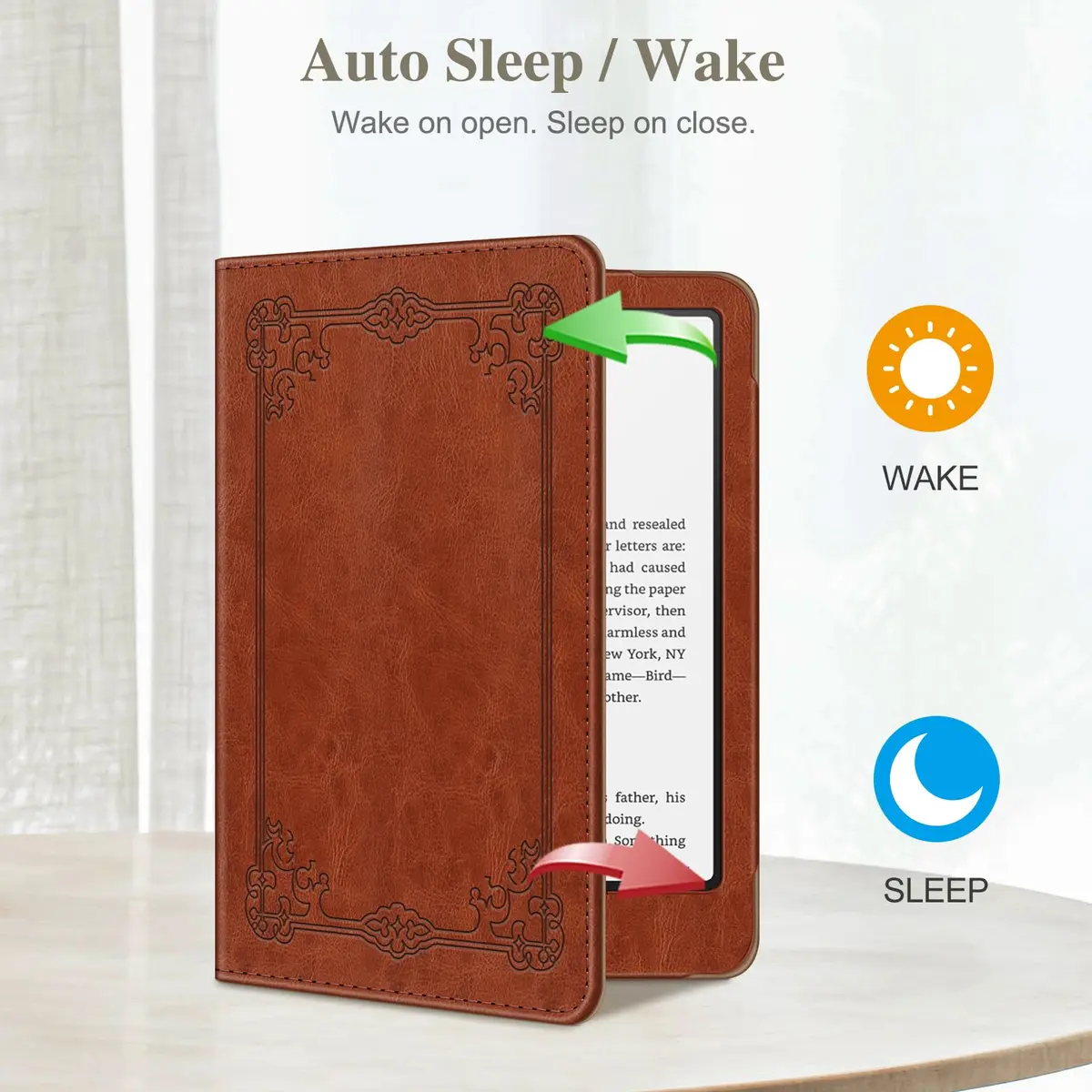 Fintie Case for Kindle Paperwhite 12th/11th Gen & Colorsoft 7"/6.8" | Vintage Brown PU Leather Stand Cover with Card Slot & Auto Sleep/Wake - view 3