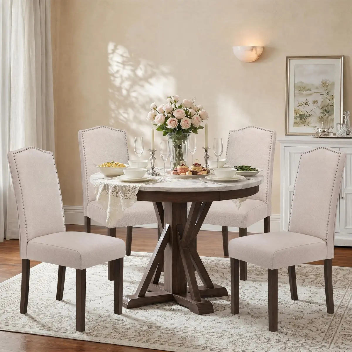 SNUGWAY Upholstered Dining Chair Modern Parsons Set of 6 | Elegant & Comfortable - view 5