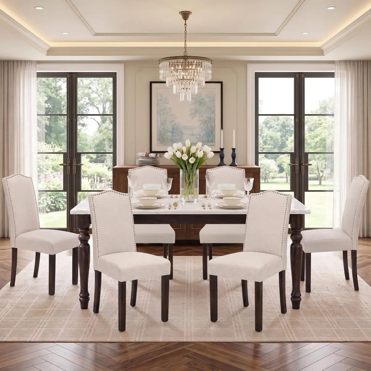 SNUGWAY Upholstered Dining Chair Modern Parsons Set of 6 | Elegant & Comfortable - main product image