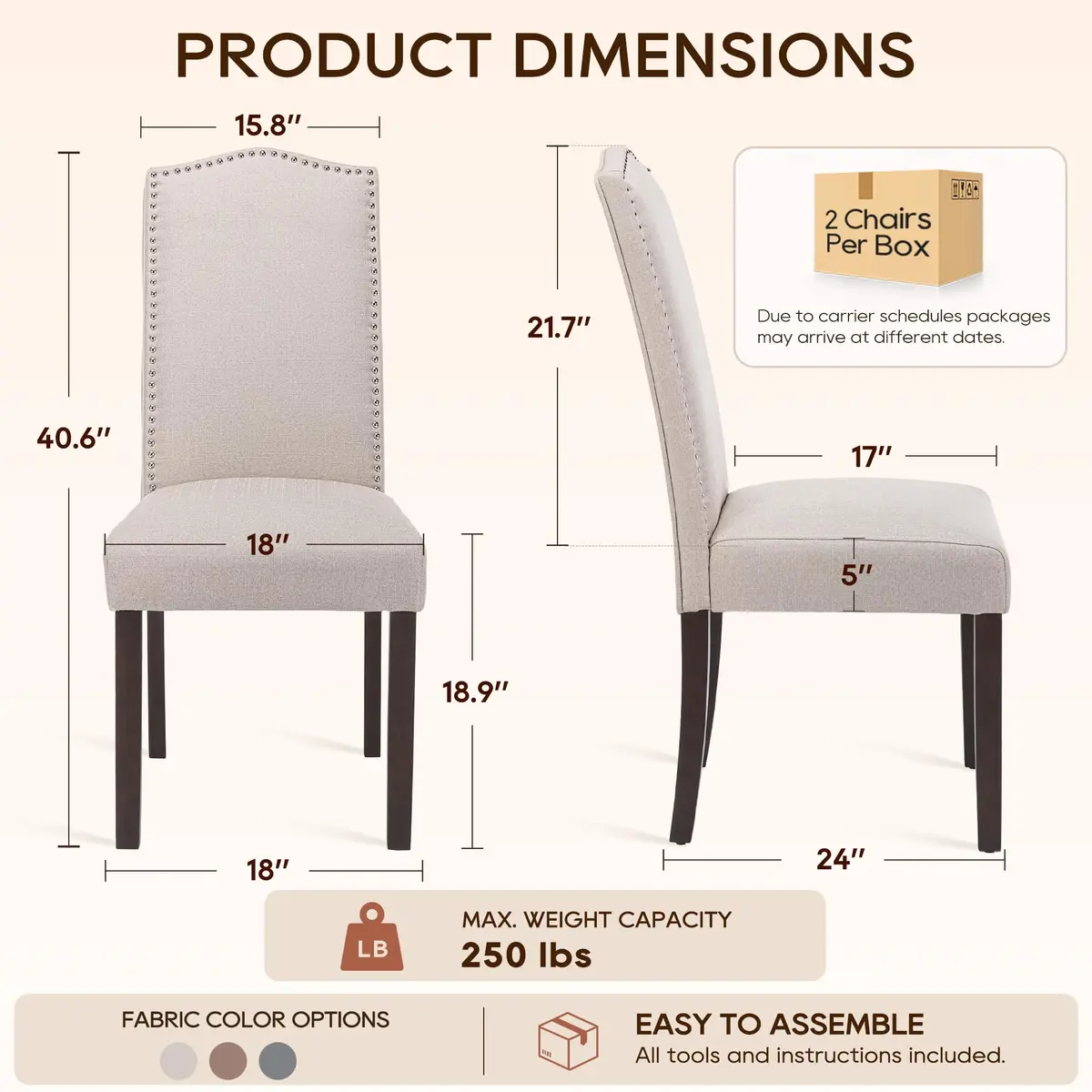 SNUGWAY Upholstered Dining Chair Modern Parsons Set of 6 | Elegant & Comfortable - view 7