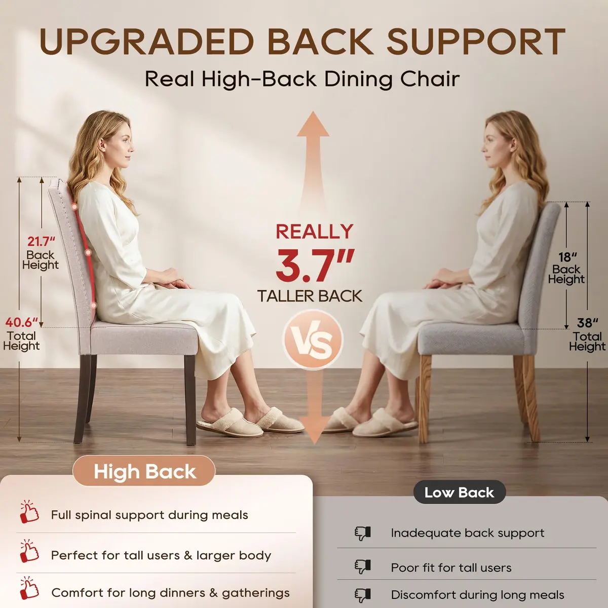 SNUGWAY Upholstered Dining Chair Modern Parsons Set of 6 | Elegant & Comfortable - view 9