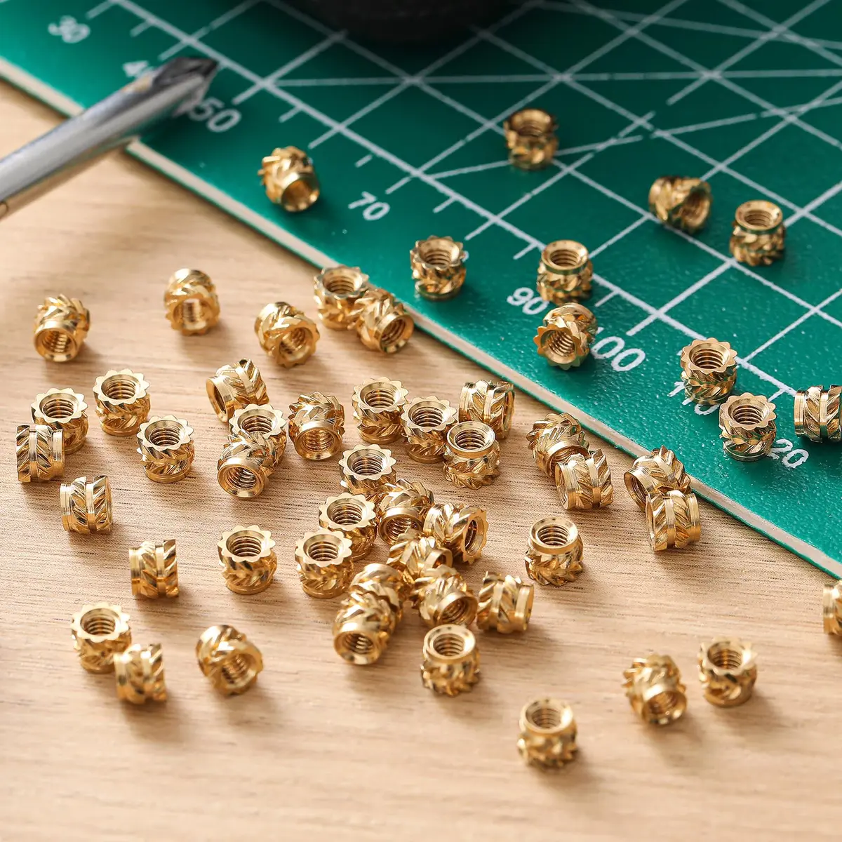 Yaocom M3 Threaded Inserts 300 pcs | Brass Heat Set, Gold, 4mm Length, Heat & Ultrasonic Install - view 4