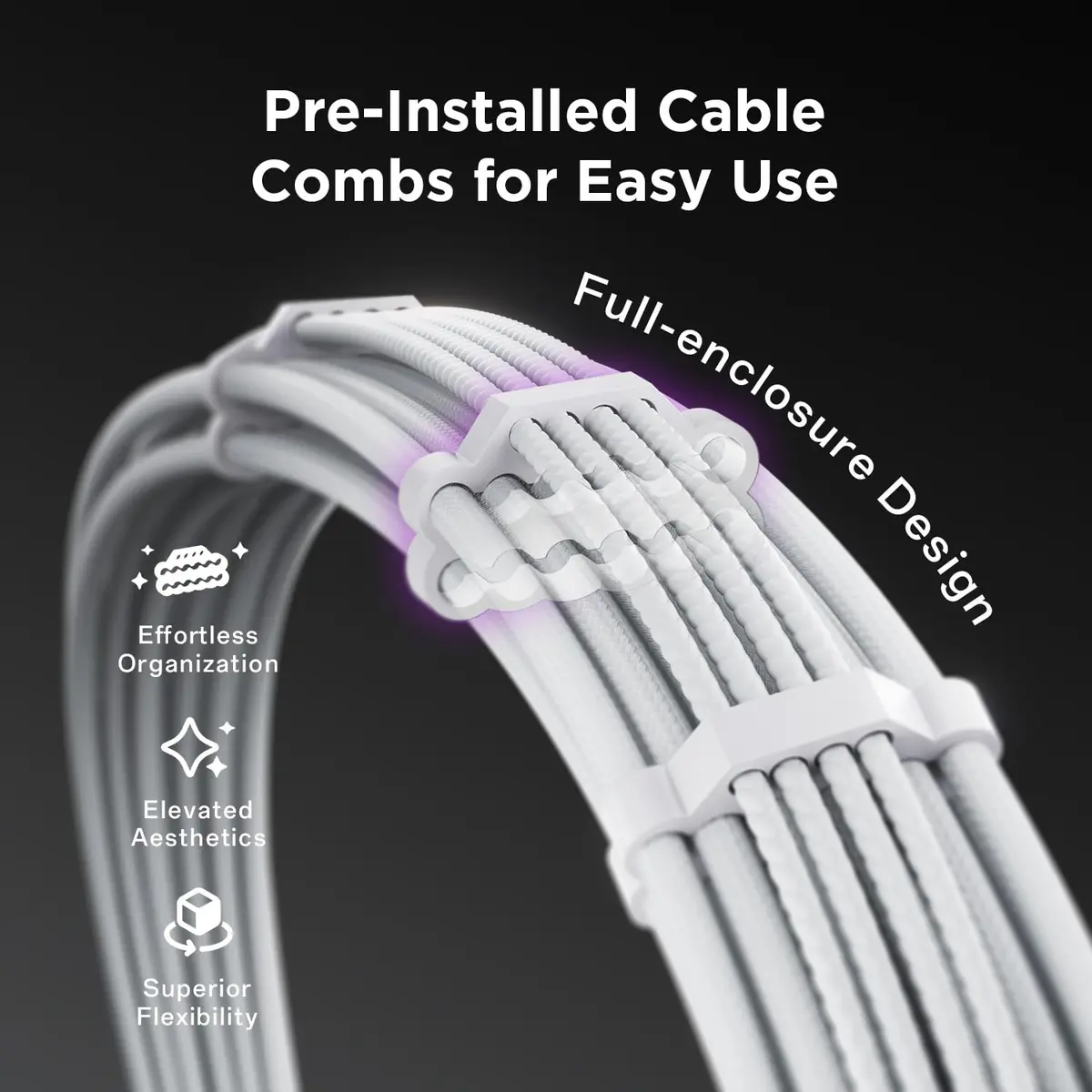 AsiaHorse 12VHPWR PSU Extension Cable Kit for RTX 50/40 Series, 16AWG Pcie 5.0 Cable Extension Kit, 30CM - view 4