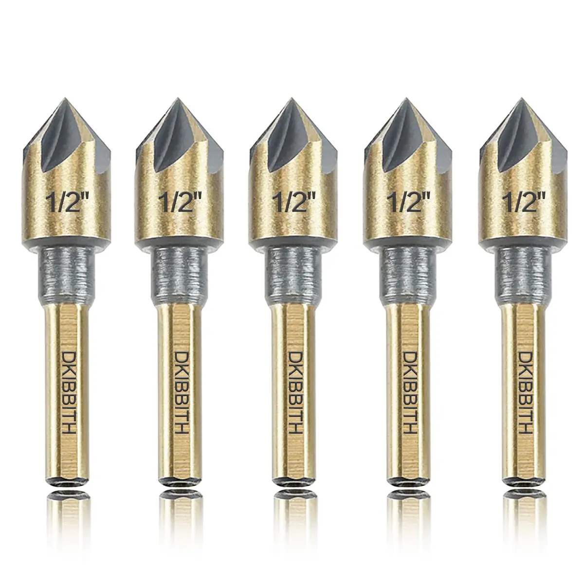 DKIBBITH Countersink Drill Bit Set, 5 Pieces High Speed Steel 82° | Precise Countersinking for Wood, Metal & Plastic - main product image