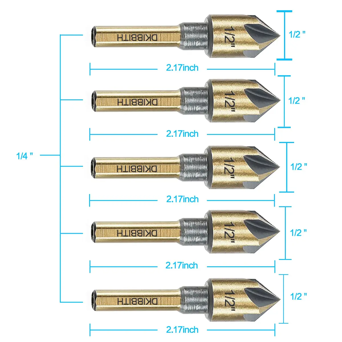 DKIBBITH Countersink Drill Bit Set, 5 Pieces High Speed Steel 82° | Precise Countersinking for Wood, Metal & Plastic - view 2