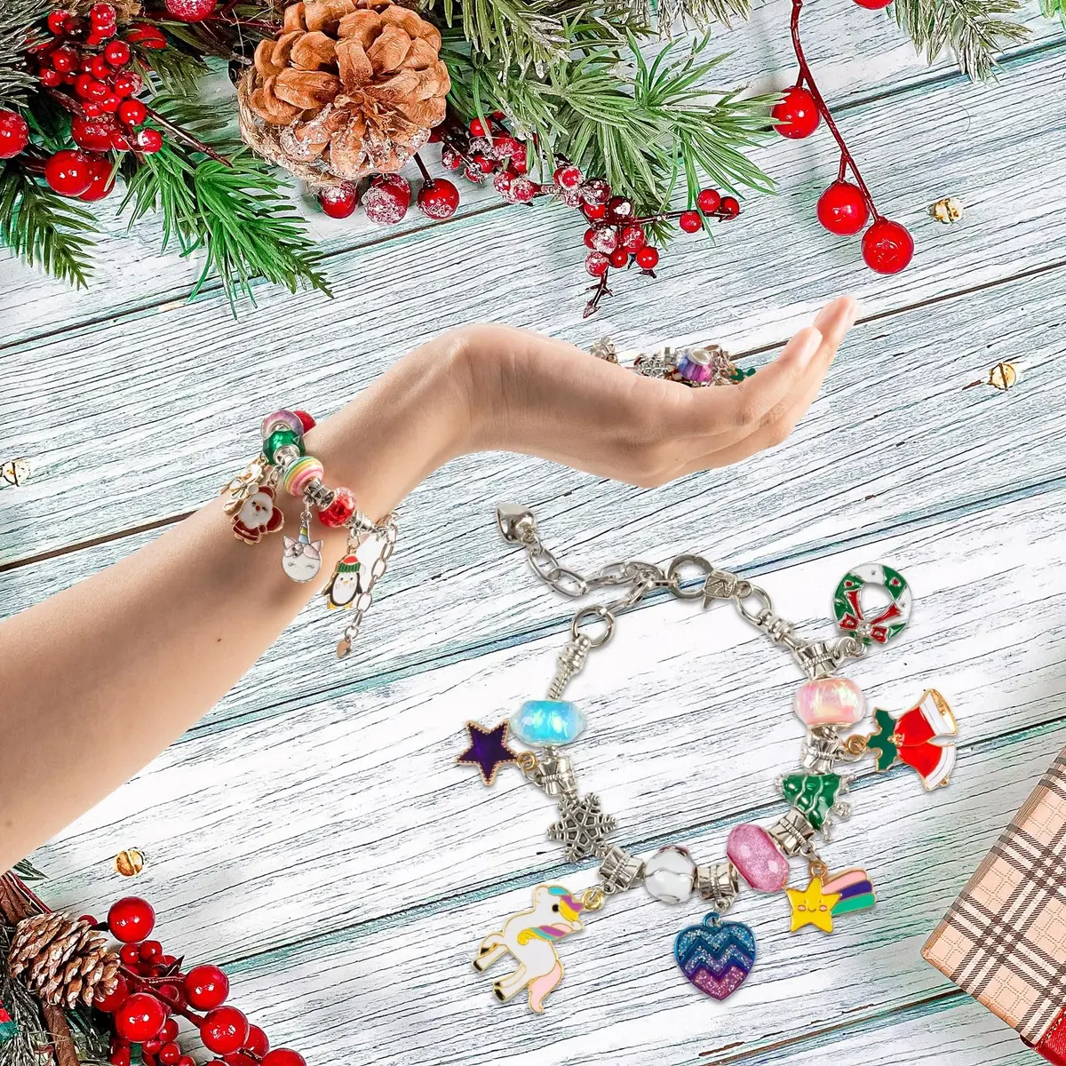 OuMuaMua Christmas Bracelets Advent Calendar 2026 | Kids & Adults Holiday Jewelry - view 7