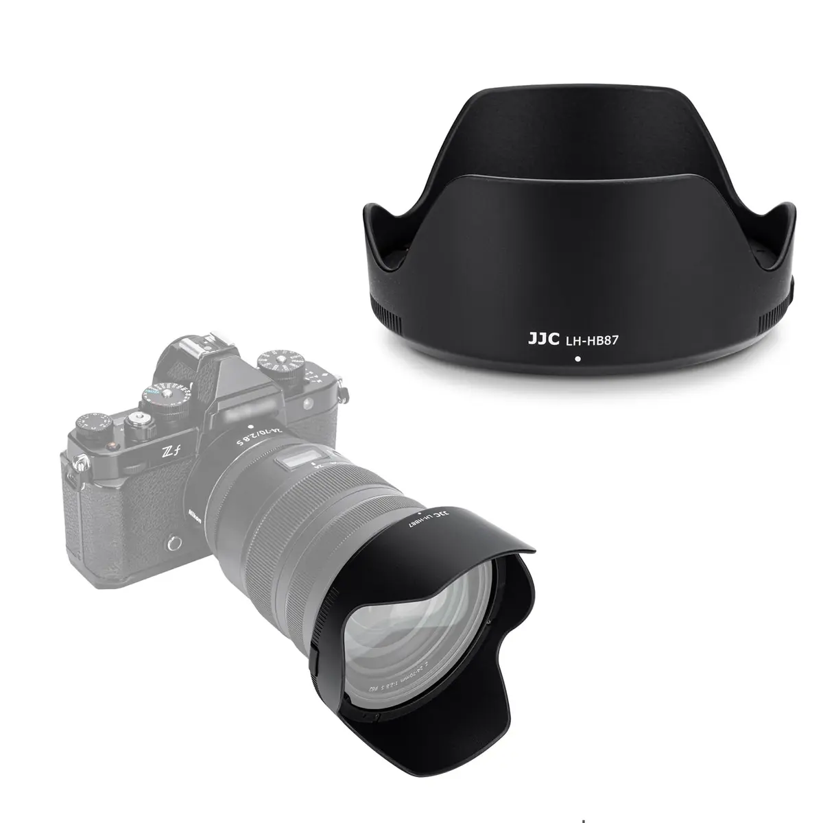 JJC HB-87 Reversible Lens Hood for Nikon NIKKOR Z 24-70mm f2.8 S Lens | 82mm Filter Compatible - main product image