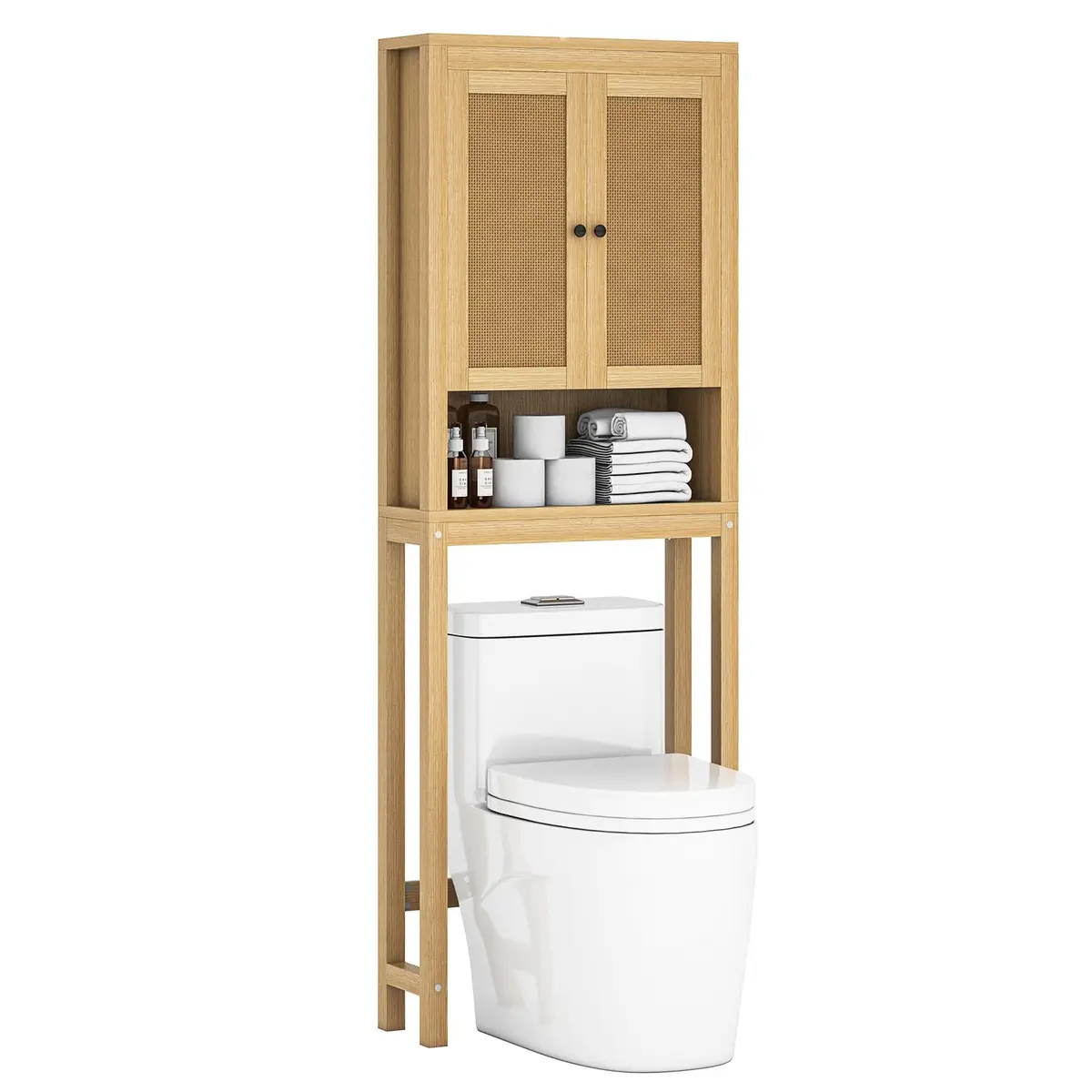knoworld Rattan Over The Toilet Storage Cabinet | Space Saver for Bathroom & Laundry - view 9
