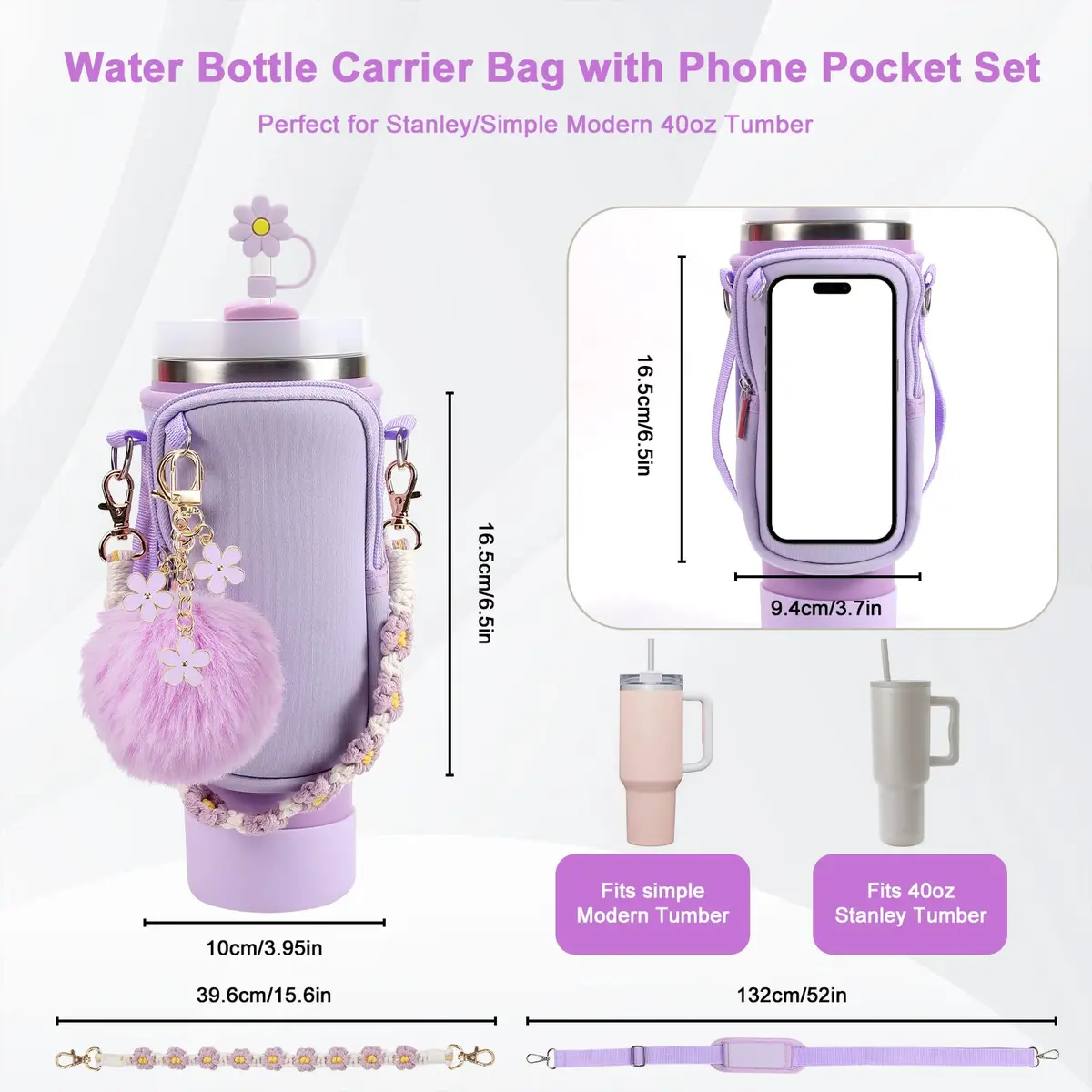 3tyto Purple 40oz Tumbler Accessories Set with Strap & Boot | Authentic USA Import - view 2