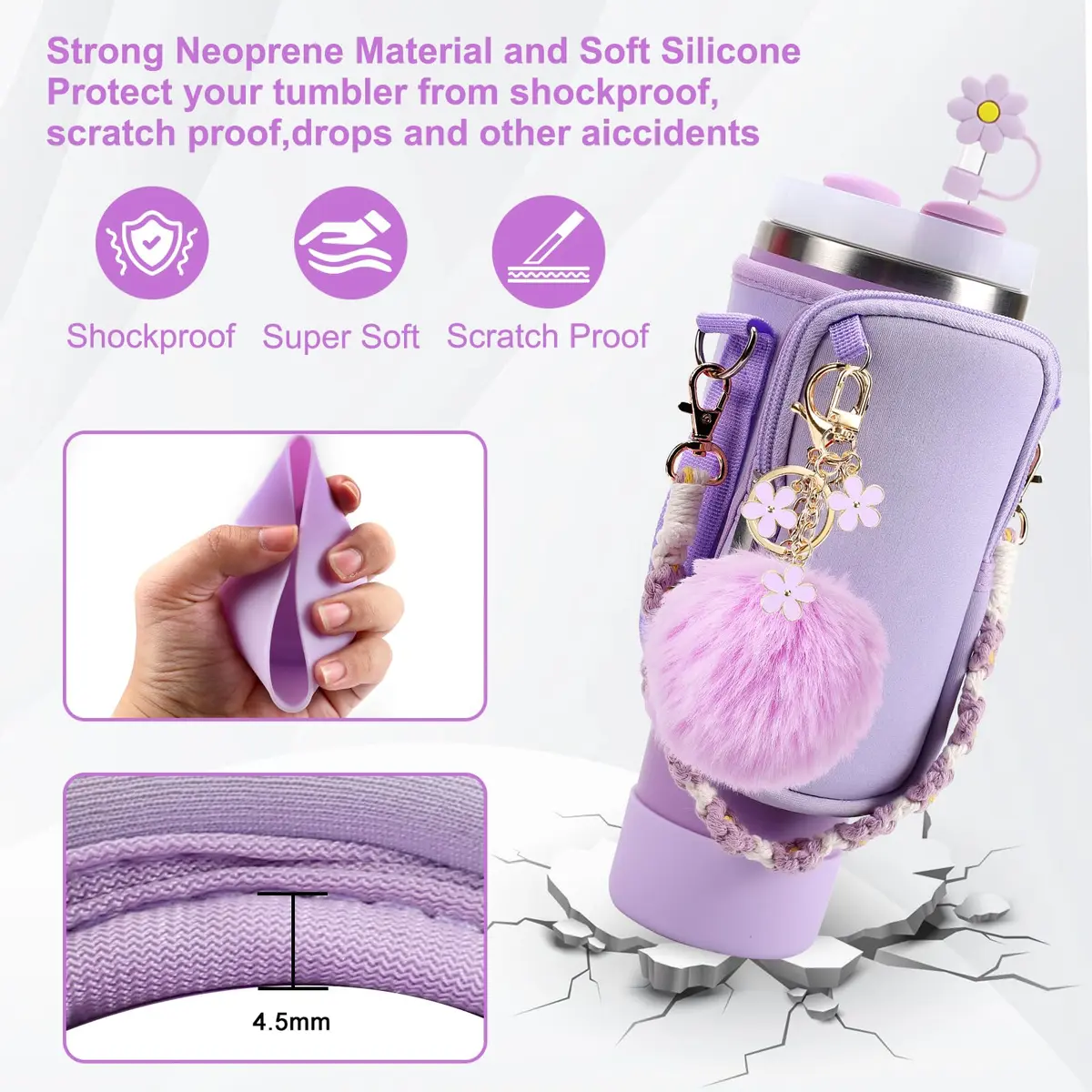 3tyto Purple 40oz Tumbler Accessories Set with Strap & Boot | Authentic USA Import - view 4