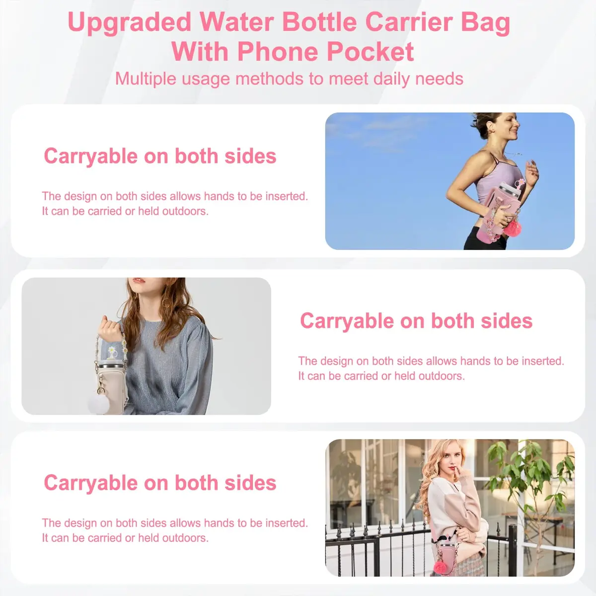 3tyto Pink 40oz Stanley Cup Accessories Set with Carrier Bag, Strap, Boot, Straw Cover, Charms | Bohemian Style - view 3