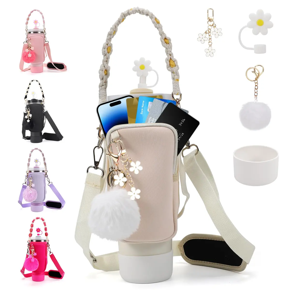 3tyto Stanley Cup Accessories Set - Bohemian Style Carrier Bag, Boot, Straw Cover & Charms for 40oz/30oz Tumblers | 6-Piece Value Pack - main product image