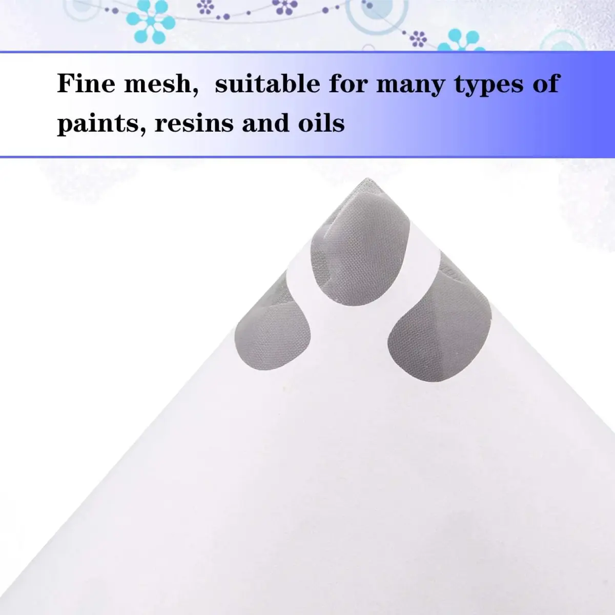 JANYUN 100Pcs Paint Filter Strainer with Blue Silicone Funnel, 190 Micron Mesh, 16.3cm x 22.2cm x 3.3cm - view 4