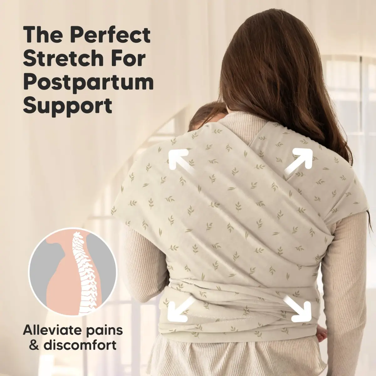 KeaBabies Original Baby Wrap Carrier (Leafy) - 514cm x 55cm | IHDI Certified for Healthy Hip Development - view 5