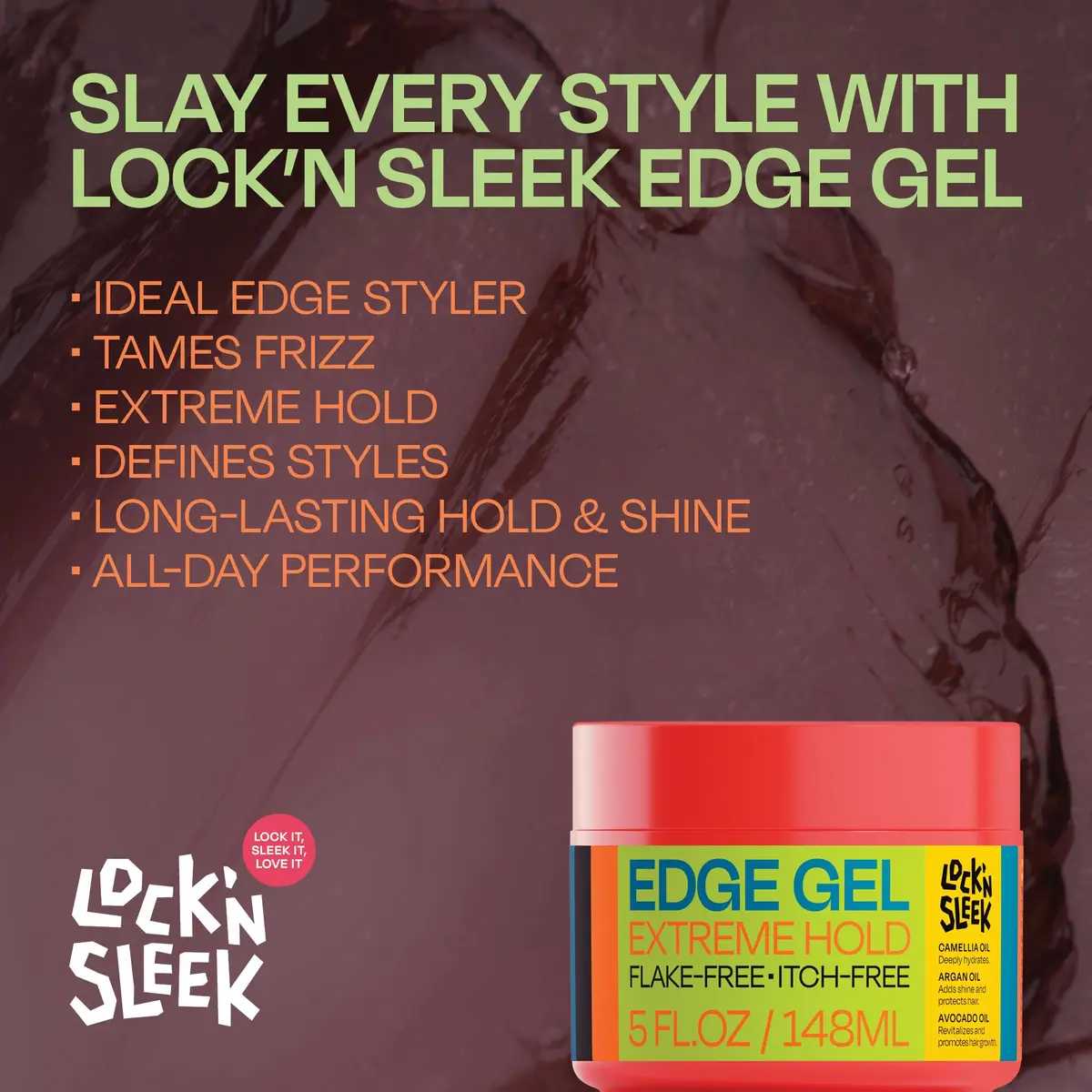 LOCK'N SLEEK Edge Control Gel Extreme Hold No Flake 5oz | Tames Frizz & Edges, All-Day Control - view 4
