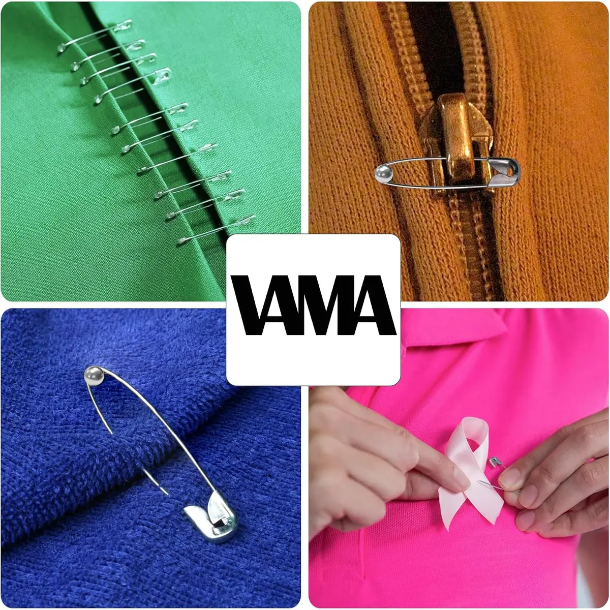 VAMA Fashions Metal Ball Safety Pin Set 4.5cm | Elegant Saree & Hijab Pins for Women - view 5